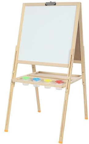 Kinderstaffelei, Kinder Spiel-Tafel aus Holz Kinder Staffelei Höhenverstellbar 83-135 cm, Kindertafel Maltafel mit Zubehör