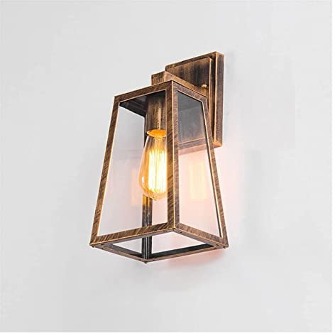 NTALJC IP65 Muratura da Parete Esterna Light Rustic Sconce Lighti Apparecchio con Sfumature di Vetro Trasparente con Parete Esterne Vintage per Villa Giardino del Patio (Colore: Nero) (Bronzo)