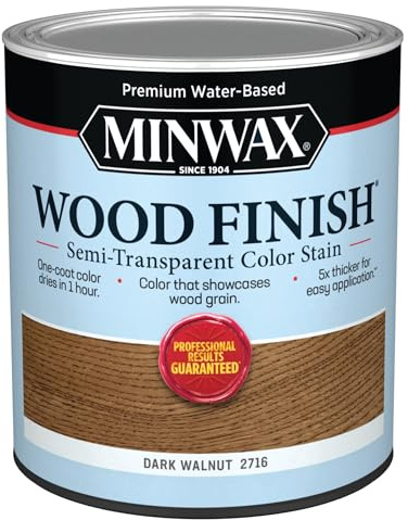 Minwax® Wood Finish® Water-Based Semi-Transparent Color Stain, Dark Walnut, 1 Quart