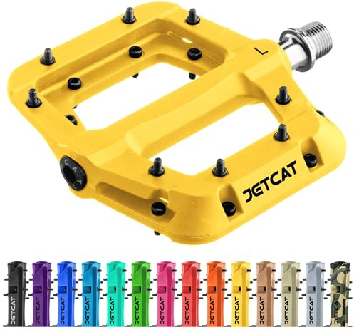 JETCAT Mountainbike-Pedale Flat – MTB-Pedale Flat, Fahrradpedale für BMX/MTB/Straße/Gravel/E-Bike, Ersatzteile & Upgrades für Erwachsene & Kinder – 9/16