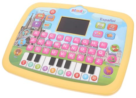 Milisten Interaktives Zweisprachiges Lernpad Spanisch Für Kleinkinder Led-Bildschirm Lernspielzeug Mit Alphabet Worttraining Pädagogisches Tablet Für Vorschulkinder Gelb