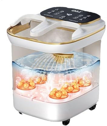 Foot Spa，Massaggiatore Piedi，Massaggio con Bolle，Pediluvio Idromassaggio Elettrico，Per Piedi Funzioni Idrobolle, Raggi Infrarossi, Calore，con Massaggio Vibrante Rilassante(White-B)