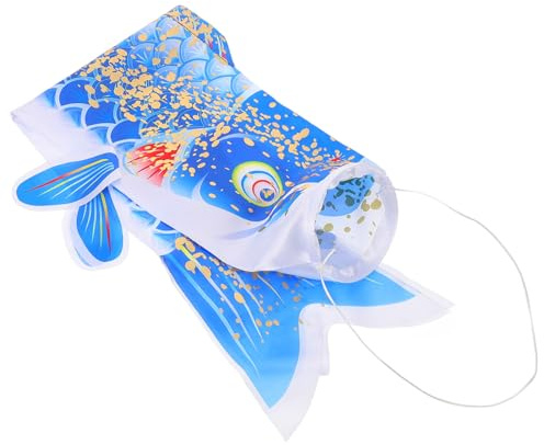 HAKIDZEL Hanging Koinobori Japanese Carp Windsock Decor Gold Blue Outdoor Fish Streamer for Garden Festival Celebrations and Parties