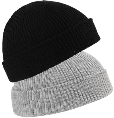 EceoThsy Set med 2 vintermössor för män – Trawler-mössa, fiskehatt, retro stickad mössa för kvinnor och män, mjuk och lätt vintermössa för alla tillfällen, unisex design, varm huvudbonad