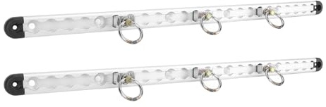 Jiawu L Track Tie Down System, Pair of 23.6in Anodized Aluminium L Tracks with 6pcs Round Single Stud Fittings, Cargo Securing Lashing Rail for Truck Beds Trailers Cargo Tie Down