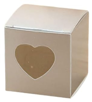 Transparente Geschenktüte mit Fenster 50 Stück Kraftpapier Pralinenschachtel PVC Transparent Herz Fenster Favor Geschenkbox Niedliche Verpackungstasche Geburtstag Hochzeit Party Dekoration(Silver)