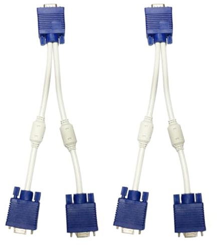 SHINEOFI 2piezas Dispositivo Duplicador De Pantalla Cable Divisor Vga Adaptador TV Amplificador Video Duplicador