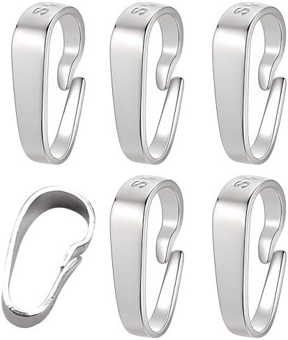 6 Piezas Colgante Conector Enganche, Mcierres Deslizantes de Plata de ley 925 para Joyas, Clip de Cierre de Colgante, Adecuado para Collares, Colgantes, Perlas y Piedras Preciosas (B-6)