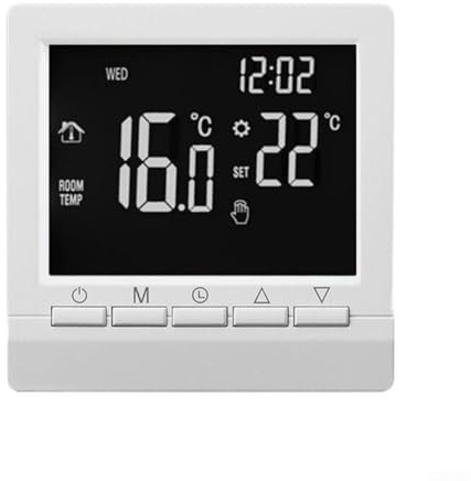 UrbanHui Room Heating Thermostat Programmable With LCD Display, Wired 110 230V Boiler Temperature Controller, 5+2, 6+1, 7 Day Schedule Options And Child Lock Function