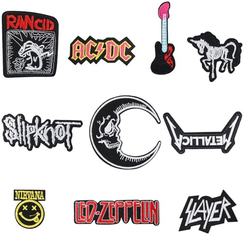 Ziyonix 10 Stück Patches zum Aufbügeln, Rock Band Aufbügler Bügelflicken Flicken zum Aufbügeln Band Patch für Kleidung Jeans T-Shirt Textilien Taschen Bügelflicken