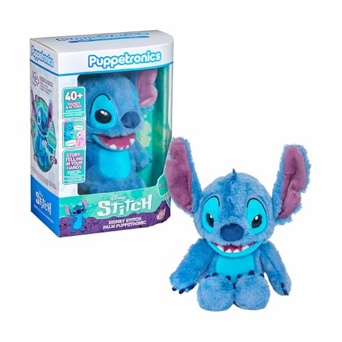 Puppetronic Stitch Muñeco Animatrónico Interactivo, Movimiento de Cabeza y Boca con Sensor Táctil, Sonidos Auténticos, Tecnología para Comunicación con Angel, Experiencia Inmersiva, Famosa (RE007200)