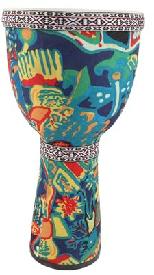 8 Zoll afrikanische Trommel, PVC-Trommelkörper, Ziegenleder-Trommeloberfläche, leichte Handklatschtrommel, Schlaginstrument, buntes Muster, Bongo-Trommel für Erwachsene Anfänger (Der Süden der bunten