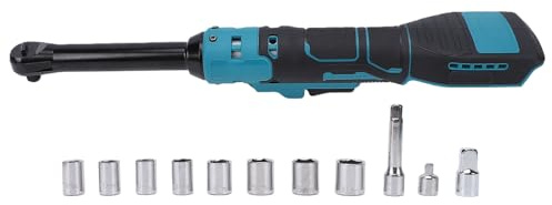 Aramox 3/8 Inch Cordless Ratchet Wrench Electric Ratchet Torque with 3 Extension Adapters 8 Sockets LED Light for Auto Repair