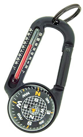Sun Company TempaComp - Ball Compass and Thermometer Carabiner | Hiking, Backpacking, and Camping Accessory | Clip On to Pack, Parka, or Jacket