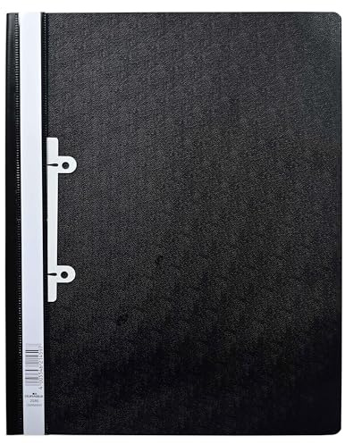 Durable Sichthefter mit Abheftschieber, überbreit, schwarz, 25er Packung, 258001 | Überbreiter Schnellhefter für Prospekthüllen mit integrierter Abheftvorrichtung
