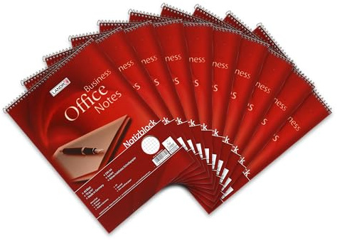 LANDRÉ Spiral-Notizblock A4, kariert, 40 Blatt, 70 g/m², perforiert, 10 Stück