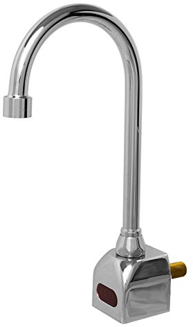 Hydrotek HB-6700 Sensor Commercial Battery Powered Lavatory Gooseneck Faucet, Touchless Wall Mounted Faucet, Chrome Plated, Solid Metal Construction, Non-Mixing