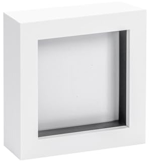 Nicola Spring 3D Shadow Box Photo Frame - 4 x 4 (10 x 10cm) - Pack of 1 - White 3D Photo Picture Frame Box Small Square Display Case for Crafts, Keepsakes, Wedding, Graduation