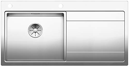BLANCO DIVON II 5 S-IF | Edelstahl | Hauptbecken links | [100x51x20,4 cm] | für 50 cm breite Unterschränke | Einbauart: Einbau von Oben & Flächenbündig | Hauptbecken links