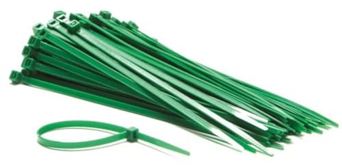 Perel Set fascette in nylon 4,6x200mm - Verde, resistente ai raggi UV, 100 pz