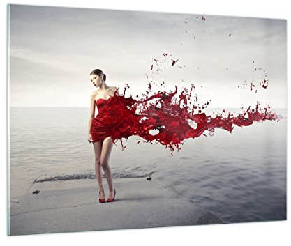 ARTTOR Glasbild 100x70cm Wandbild Glasdruck Menschen Mode - 2633 | Frau Modell Pose Groß Modern Dekoration Wohnzimmer Schlafzimmer Küche Wanddeko Kunstdruck Art Wall Decor ARTTOR