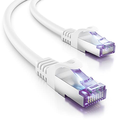 deleyCON 0,25m Cavo di Rete CAT7-10 Gigabit - RJ45 Cavo Patch & Ethernet (Rame, Schermatura SFTP PiMF) - per l'Alta Velocità LAN DSL Interruttore Modem Router Pannello Patch - Bianco