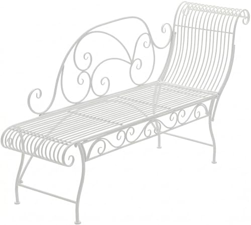 CLP Gartenbank Karma, romantische Recamiere im Jugendstil mit ornamentalen Verzierungen, Chaiselongue für den Außenbereich bis 160 kg belastbar, Farbe:weiß