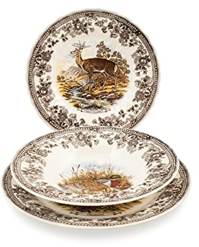 Churchill James Sadler&Sons, Wild Life Servizio Tavola, E.T.W, Bianco Avorio/Marrone, 26 x 20 x 26 cm, 18 unità, Earthenware