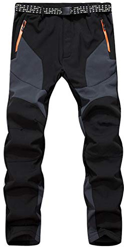 SUKUTU Pantalones de Senderismo Softshell para Exteriores para Hombres Pantalones de Lana Gruesa Calientes Impermeables A Prueba de Viento Deportes de esquí de Nieve