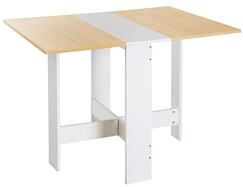 HOMCOM Table de Cuisine Pliable en Bois 103L x 76l x 74H cm Chêne Blanc