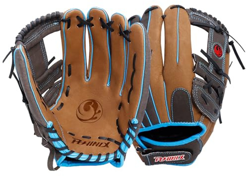PHINIX Guanti da softball in pelle di maiale, 33 cm, marrone chiaro e marrone