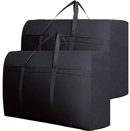 2 Pcs 100L Large Storage Bags Waterproof Heavy Duty 600D Oxford Moving Bags, Organizer Bags Ideal For Bedding, Duvets, Pillows, Laundry,Clothes or Moving home(75x48x28 CM）