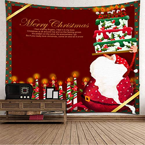 Banemi Wandteppich Astethic, Weihnachtskerzen mit Kuchen Rot Polyester Tapisserie Schule 240X220cm