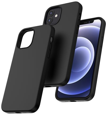 TOCOL für iPhone 12 Hülle Silikon, Stoßfest Anti-Rutsch Anti-Fingerabdruck Kratzfest Handyhülle für iPhone 12 Case, Schwarz