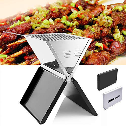 RibasuBB Klappgrill BBQ Grill Tragbarer, Edelstahl Holzkohlegrill Tragbarer Klappgrill Abnehmbare Campinggrill für 2-5 Personen Garten Camping Picknick und Festivals