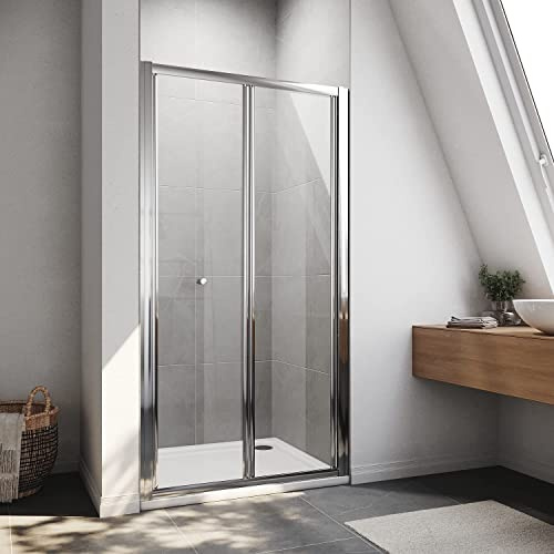 ELEGANT Bifold Shower Enclosure Reversible Folding Shower Cubicle Door 1000mm