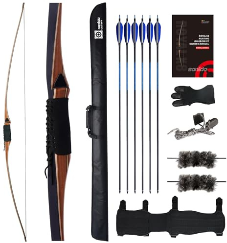 Sanlida Archery 68” Royal X8 Longbow Traditional Wooden Hunting Bow Handmade Hunting Bow and Arrows kit for Adults & Traditional Archers, RH Only (30lbs, Right Hand)