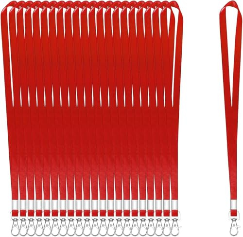 XHDA 100 Cordino Porta Badge Identificativi, Cordino Rosso per Chiavi con Clip da Collo con Clip per Badge, Cordini per Porta Badge