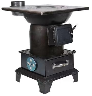 GUAWJRZDP Estufa de Lena para casa, Cocina de Leña, Estufa de Hierro Fundido, leña y Poco Humo, Cenizas fáciles de Limpiar, con Red for Barbacoa, for Picnic, Barbacoa, Caza, Pesca (Size : Steel Plate