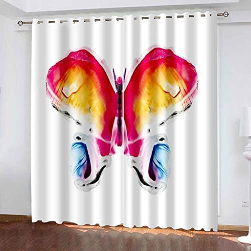 Vorhang, Kinderzimmer, 3D Abstrakter Schmetterling 183 (B) X 214 (H) cm Kindervorhänge Mit Ösen, Polyestervorhänge, Wärmeschutzvorhang, Blickdichter Vorhang Mit Ösen, Kindervorhänge Für Wohnzimmer, S