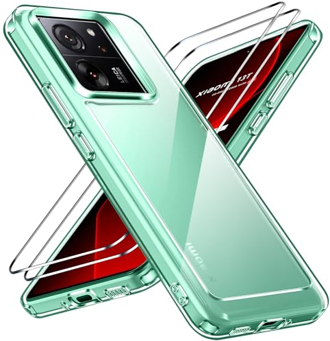 ivoler Anti-Amarillo Clara Funda para Xiaomi 13T / Xiaomi 13T Pro con 2 Piezas Cristal Templado, [Protección Militar] Carcasa Protectora Antigolpes Transparente Anti-Choques Bumper Case