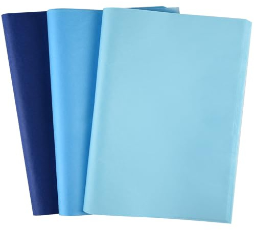 CHRORINE 50 Blatt blaues Seidenpapier mehrfarbiges Kunst-Geschenkpapier in Großpackung für Babyparty, Hochzeit, Geburtstag, DIY und Basteldekoration