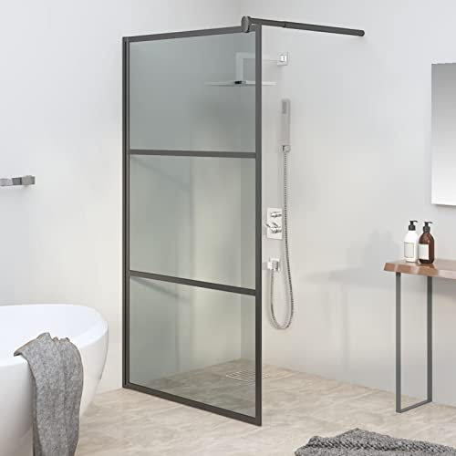 ZEYUAN Duschwand für Walk-In Dusche, Duschrückwand, Duschabtrennung, Glaswand Dusche, Duschglaswand, Duschtrennwand, 100x195 cm Dunkel ESG Glas Schwarz