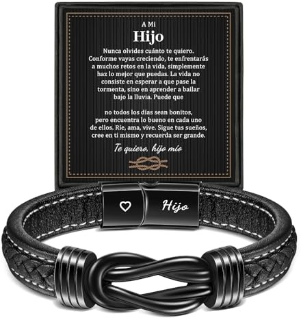 YELUWA Regalo De Hijo De Mamá, Pulsera Con Grabado Para Hombres, Regalos Para Niños y Adolescentes, Cumpleaños Número 18, Cuero