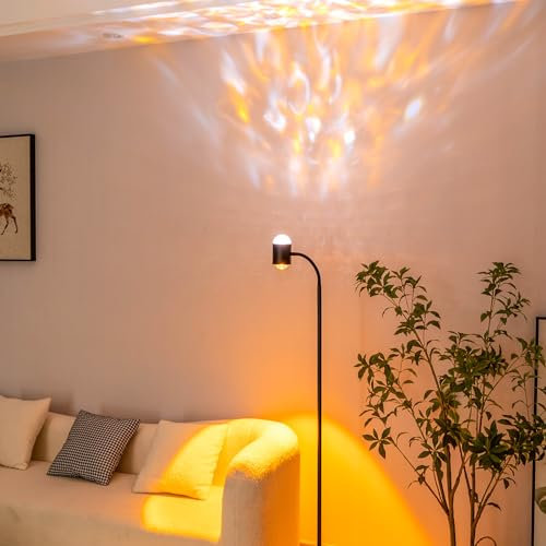 SOLLA Sunset Water Ripple Atmosfera Lampada da terra, luce da tramonto, lampada a sfioramento, illuminazione ambientale bidirezionale con rotazione a 360°, camera da letto, ufficio, nero