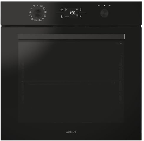 Candy C-Bake 600 CA6 NP5B3EHTB, Horno Multifunción, 78L, WIFI, 2 Bandejas y 1 Rejilla, Limpieza Hidrolítica, Convección + Ventilador, 12 Funciones, Mandos Push&Pull, Puerta Doble Cristal, Full Black