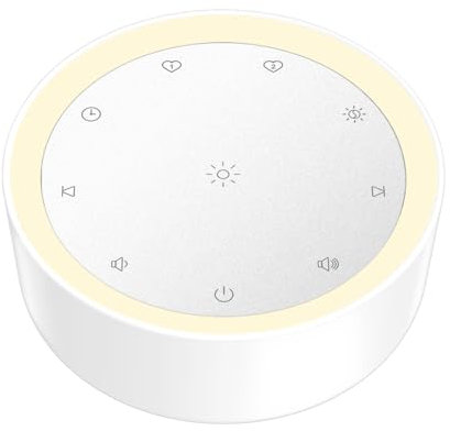 Kipcush Sound Machine & Night Light for Adults, Baby, Kids. White Noise Machine with 20 Soothing Sleep Sounds. Small Size & Portable Design for Bedroom, Office, Travel. Favorites Buttons, Timer
