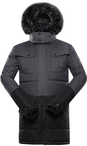 ALPINE PRO EGYP Herren Winterjacke, Outdoor Jacke, Leicht Wanderjacke, Sportjacke, Funktionsjacke, Bergjacke, Winddichte, Wasserdichte und Atmungsaktive Jacke mit Warmfutter, Grau Schwarz, 4XL