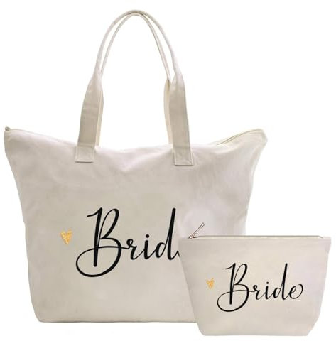 CARAKNOTS Brautgeschenke, Brauttasche, Junggesellinnenabschied, Geschenke für Braut, Tragetasche, Hochzeit, Verlobung, Brautparty, Geschenke für zukünftige Braut, Reisen, Strandtasche, Baumwollleinen,