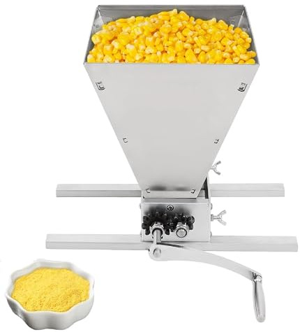 QUIOTUIR Malzmühle 4L Getreidemühle mit Einstellbarem Rollenabstand 0-2.5mm 2 in 1 Schrotmühle Manuell & mit Bohrmaschine Edelstahl Walzen für Bierbrauen, Hafer, Weizen, Gerste, Mais